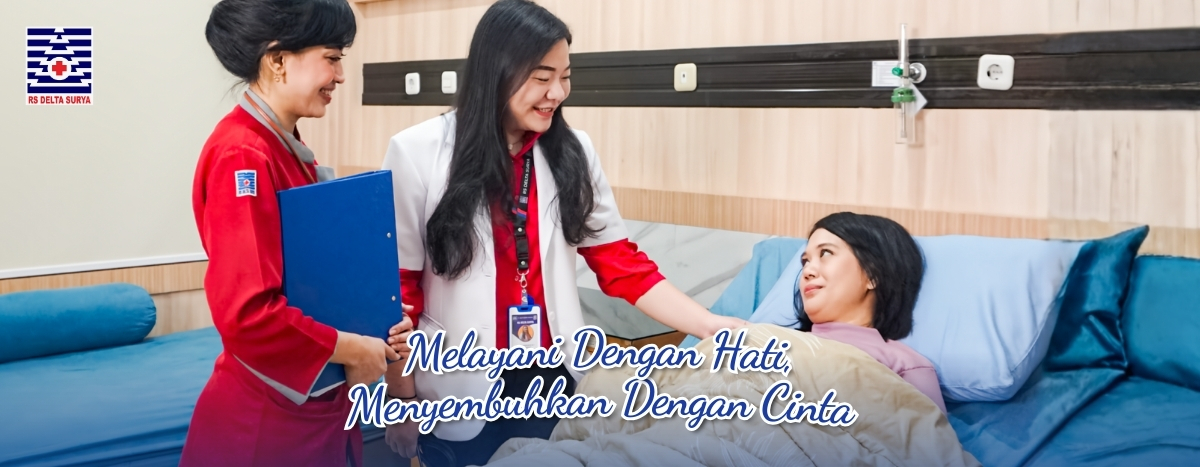 banner rumah sakit delta surya melayani pasien dengan hati