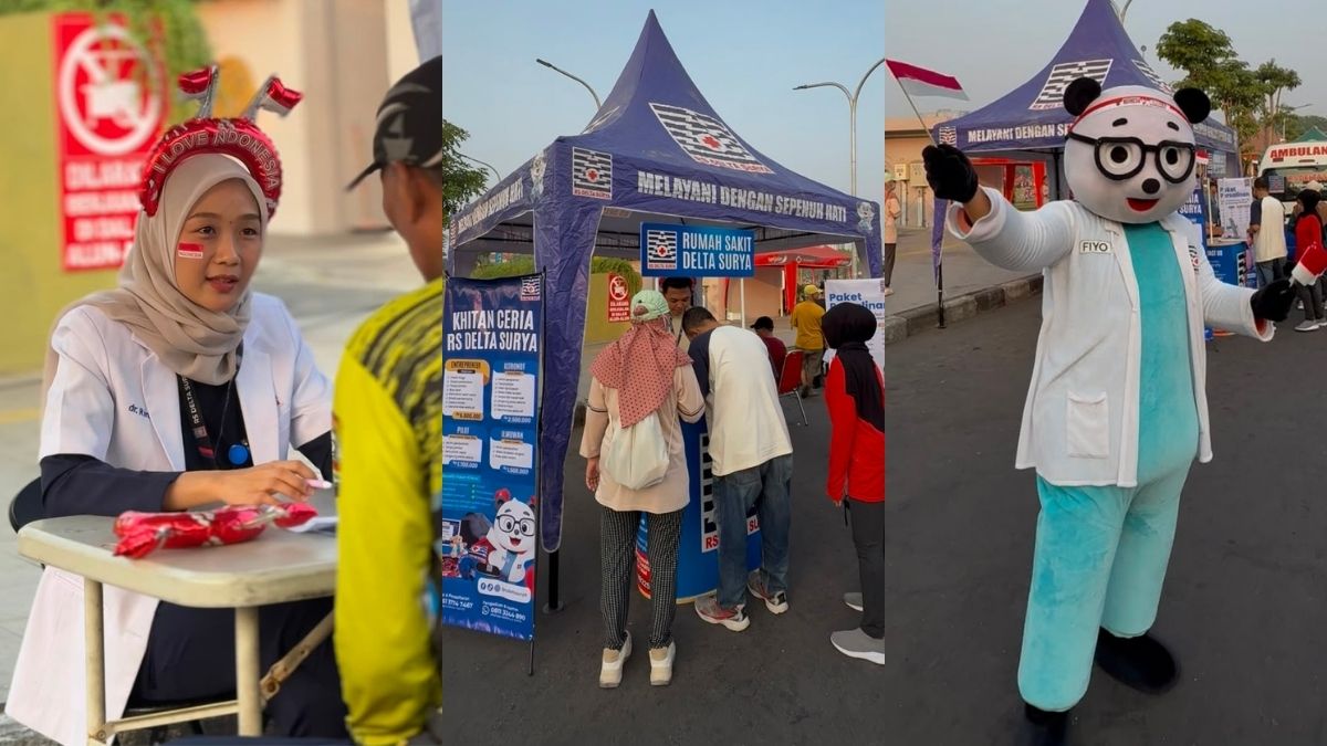 Fiyo dan tim RS Delta Surya memberikan layanan kesehatan gratis di CFD Alun-Alun Sidoarjo