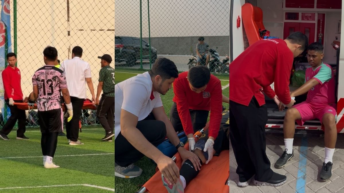 Tim medis RS Delta Surya memberikan dukungan kesehatan pada turnamen Pilar Merah Putih Cup 2026.